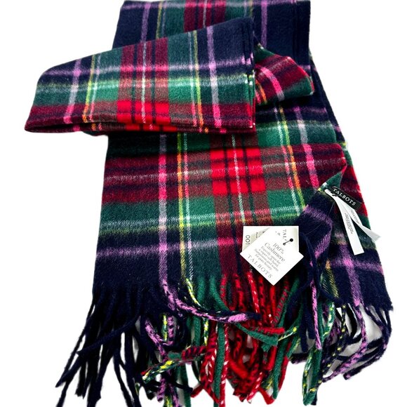 Talbots 100% Cashmere Scarf – Black, Red & Green – NWT – Perfect Holiday Gift - Picture 2 of 3